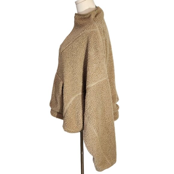 Bailey 44 Tan Sherpa Oversized Cropped Funnel Neck Pullover 1/2 Zip Women's XL - Picture 4 of 13